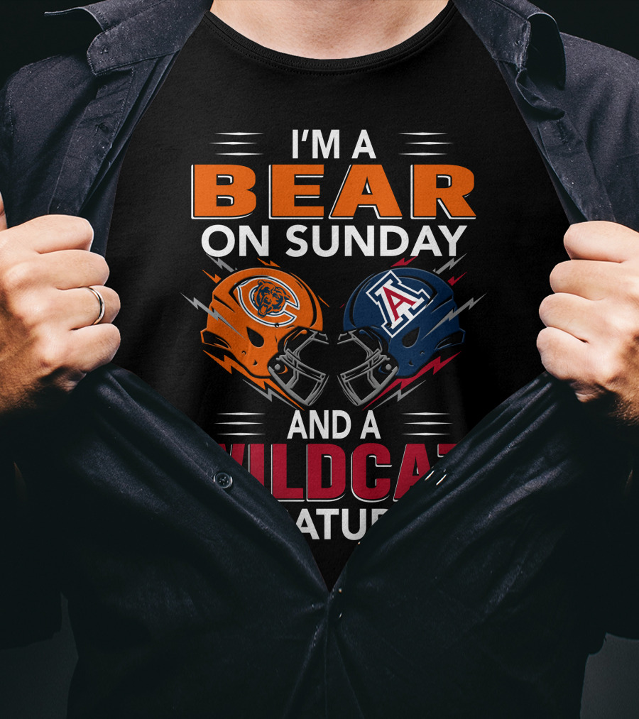 I'm A Bear On Sunday And A Wildcat On Saturday Football Helmet T-Shirt