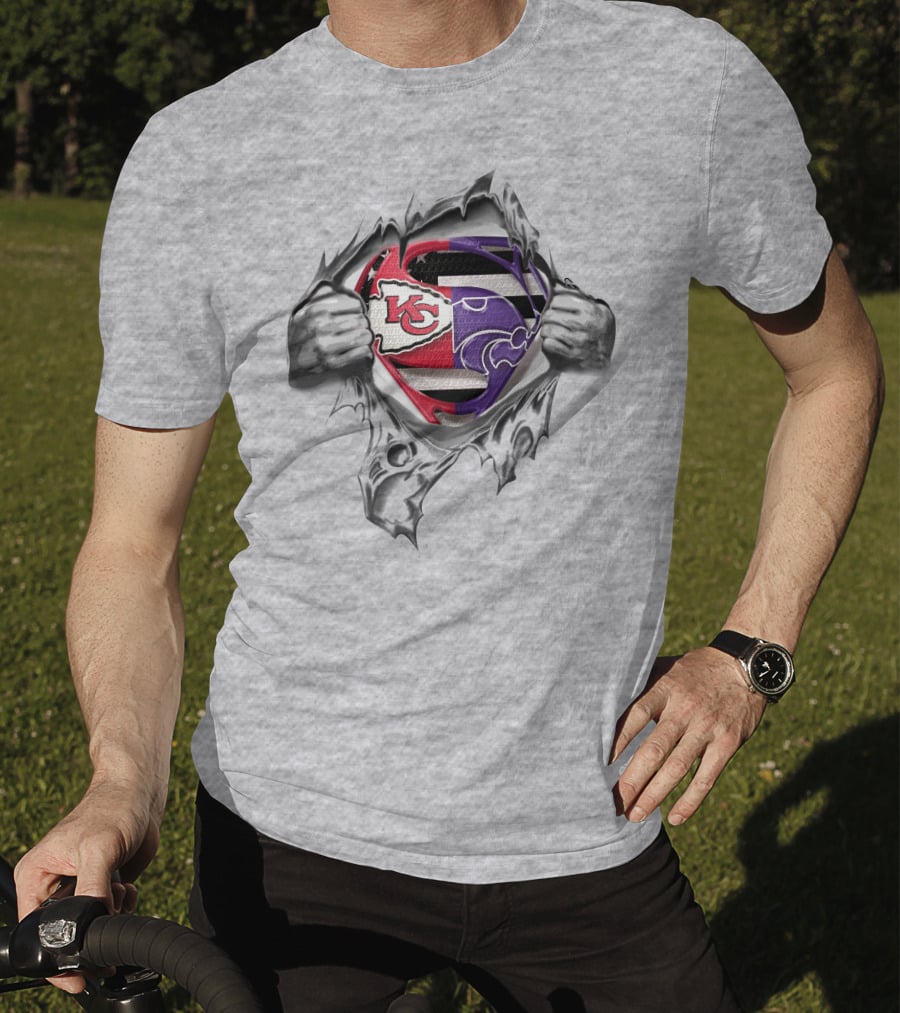 Kansas City Chiefs Wildcats Superman Logo Fusion T-Shirt
