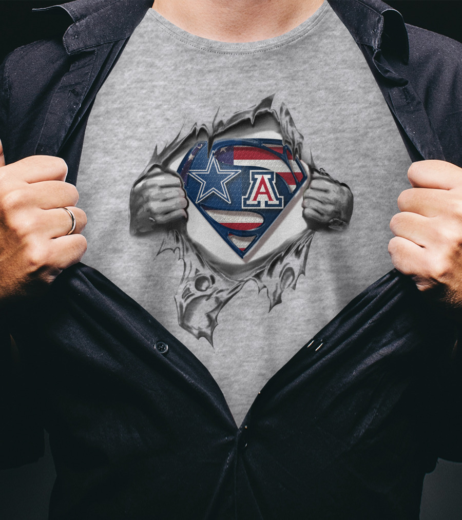 Dallas Cowboys Arizona Wildcats Logo Superman Shield T-Shirt