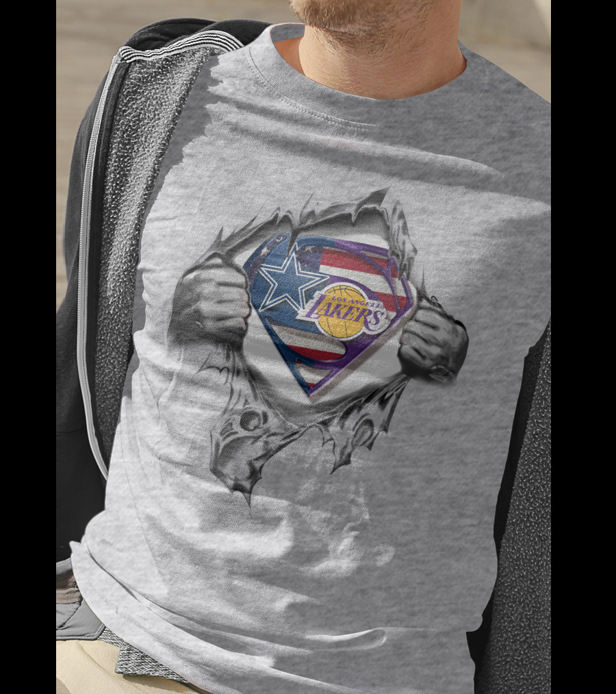 Dallas Cowboys Los Angeles Lakers Superman Logo Heroes T-Shirt