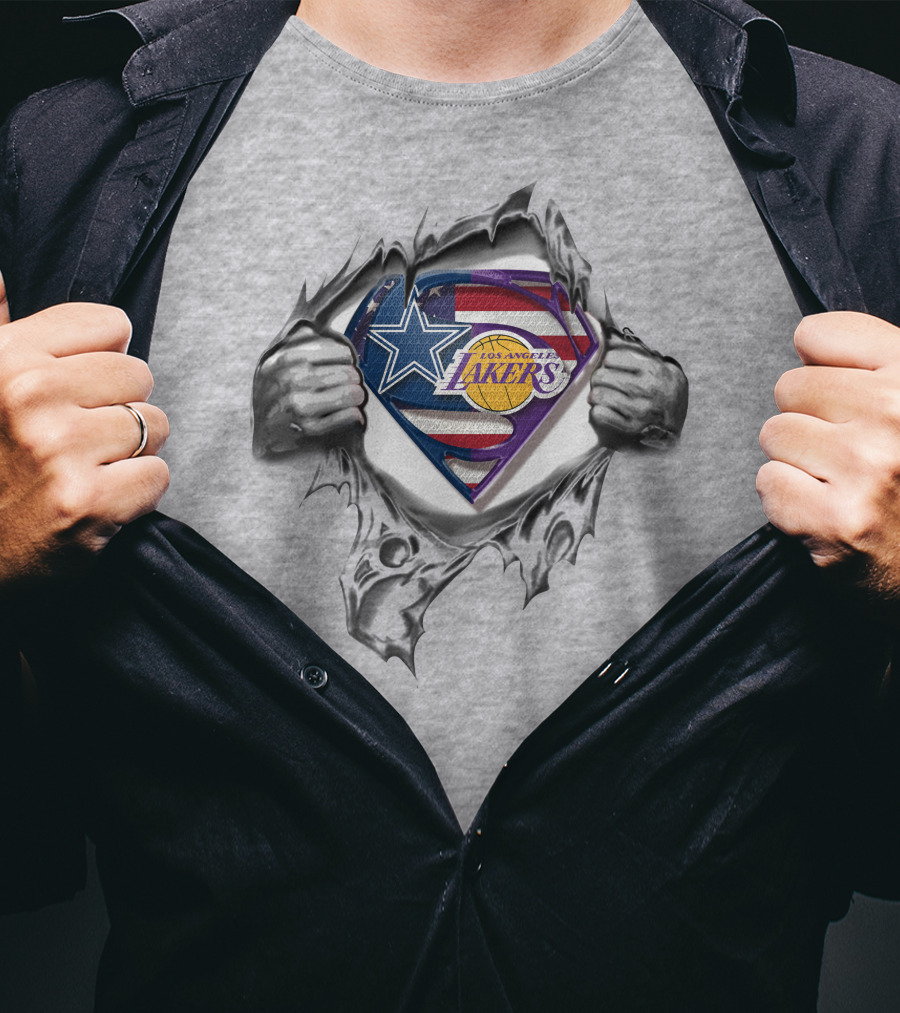 Dallas Cowboys Los Angeles Lakers Superman Logo Heroes T-Shirt
