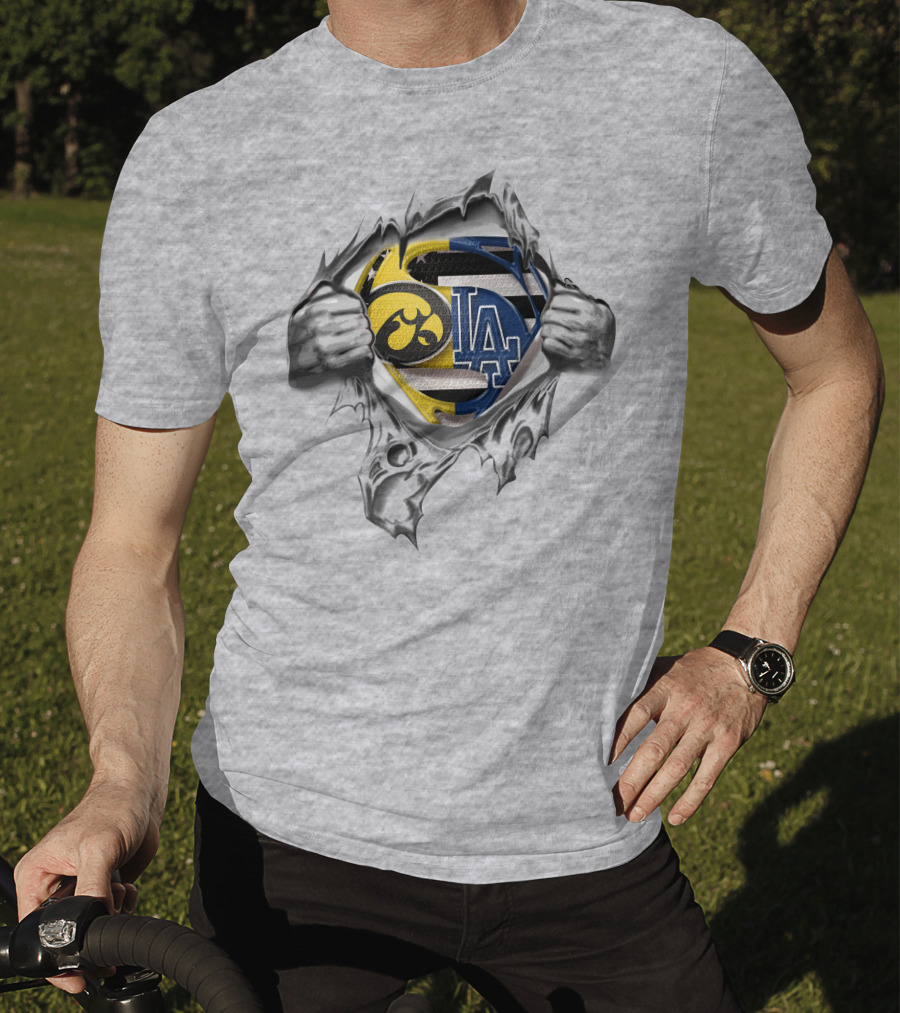 Hawkeyes LA Dodgers Superman Logo Fusion T-Shirt