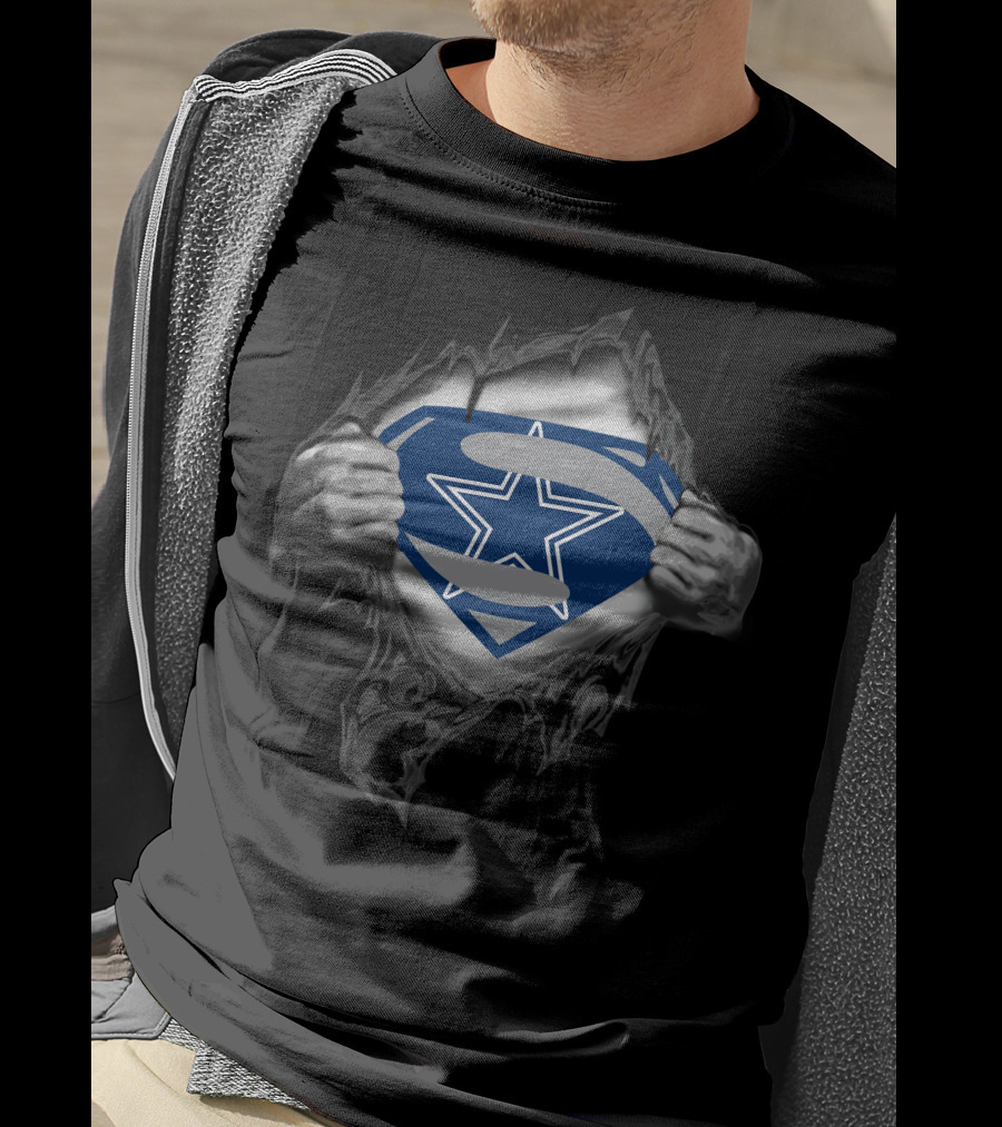 COWBOYS Superman Star Logo Rip T-Shirt