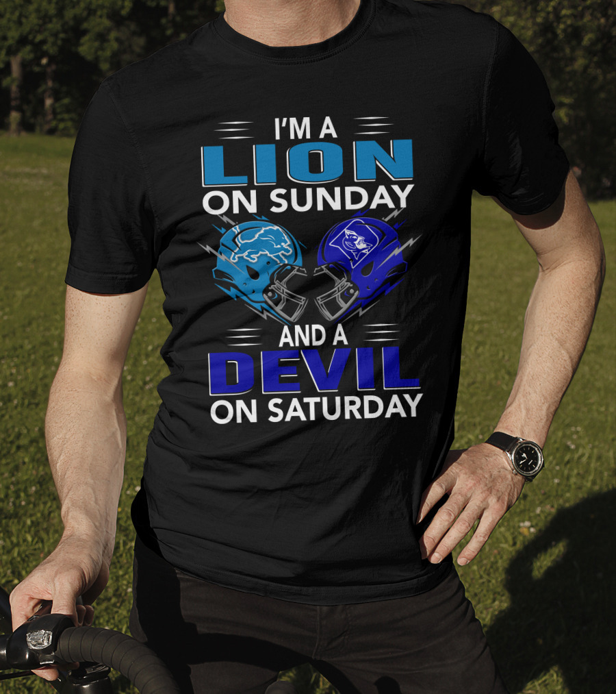 I'm A Lion On Sunday And A Devil On Saturday Football Helmets T-Shirt