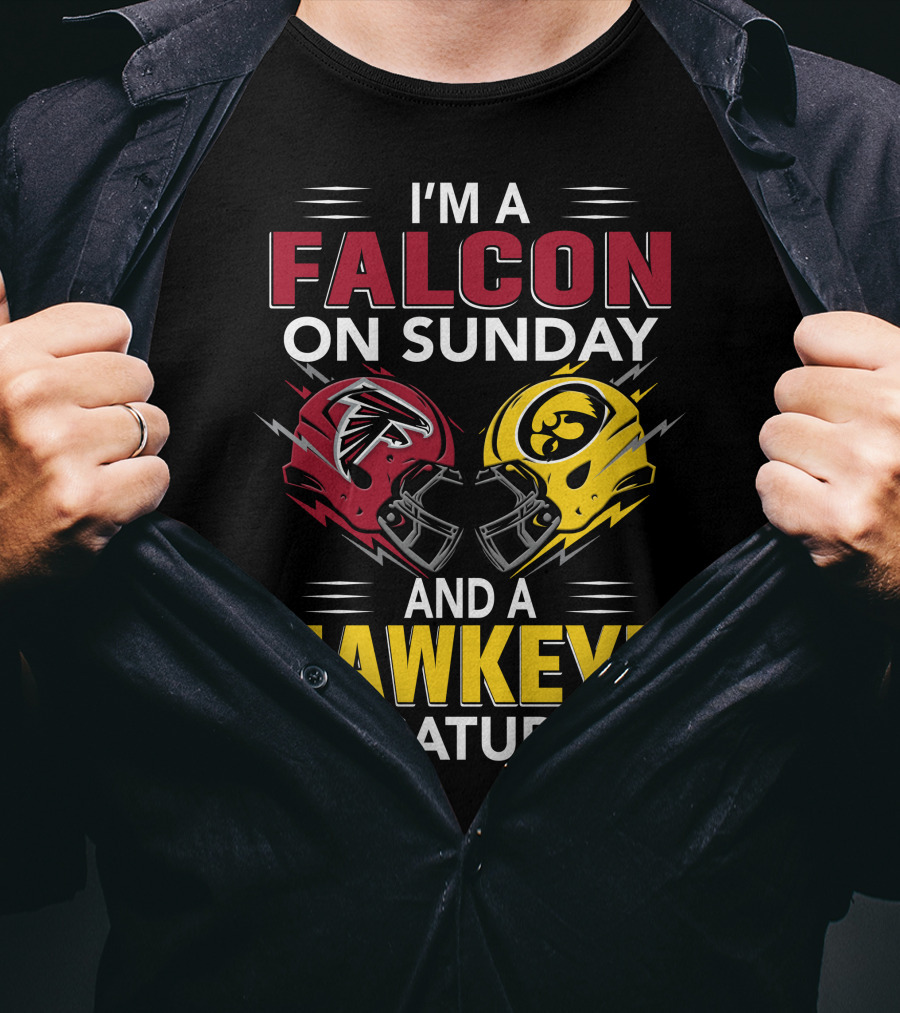 I'm A Falcon On Sunday And A Hawkeye On Saturday Football Helmets T-Shirt