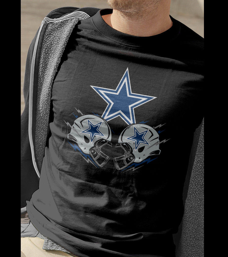 Dallas Cowboys Star Logo Helmets Clash T-Shirt