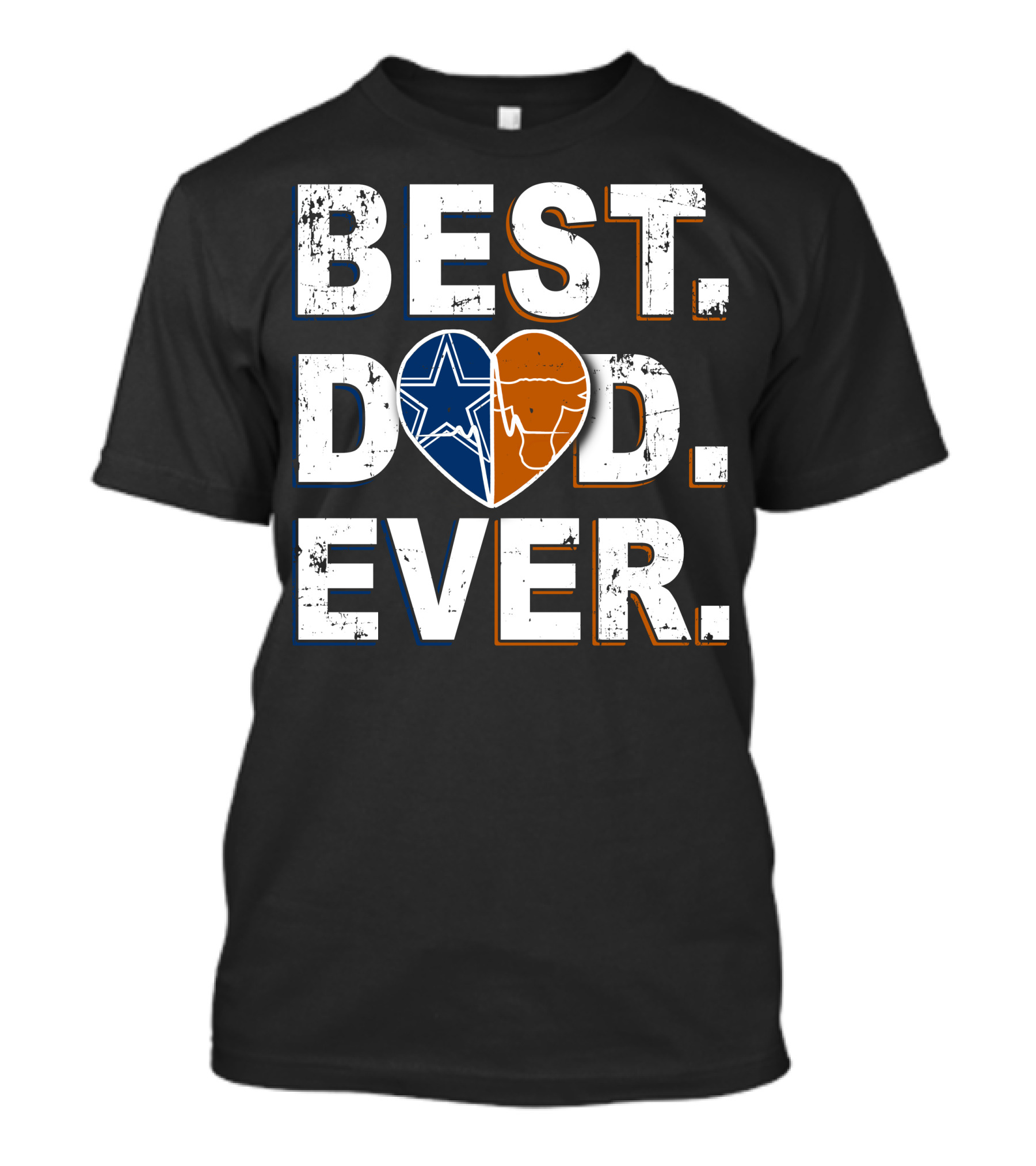 Best Dad Ever Cowboys Longhorns Heart Logos T-Shirt