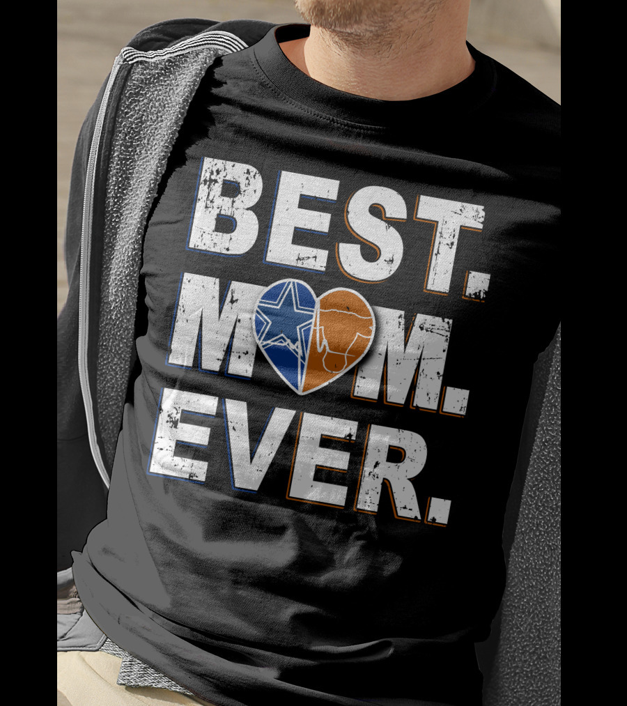 Best Mom Ever Cowboys Star And Longhorn Heart T-Shirt