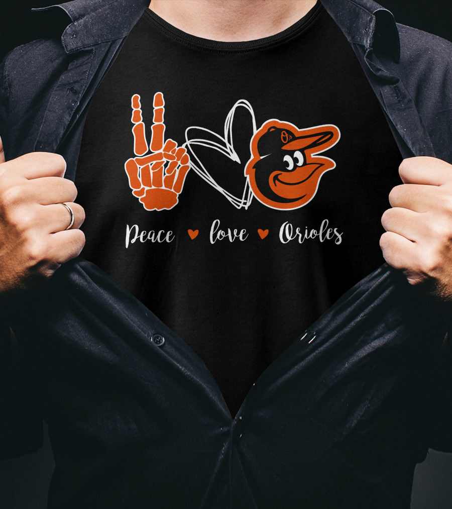 Peace Love Orioles Baltimore Orioles T-Shirt