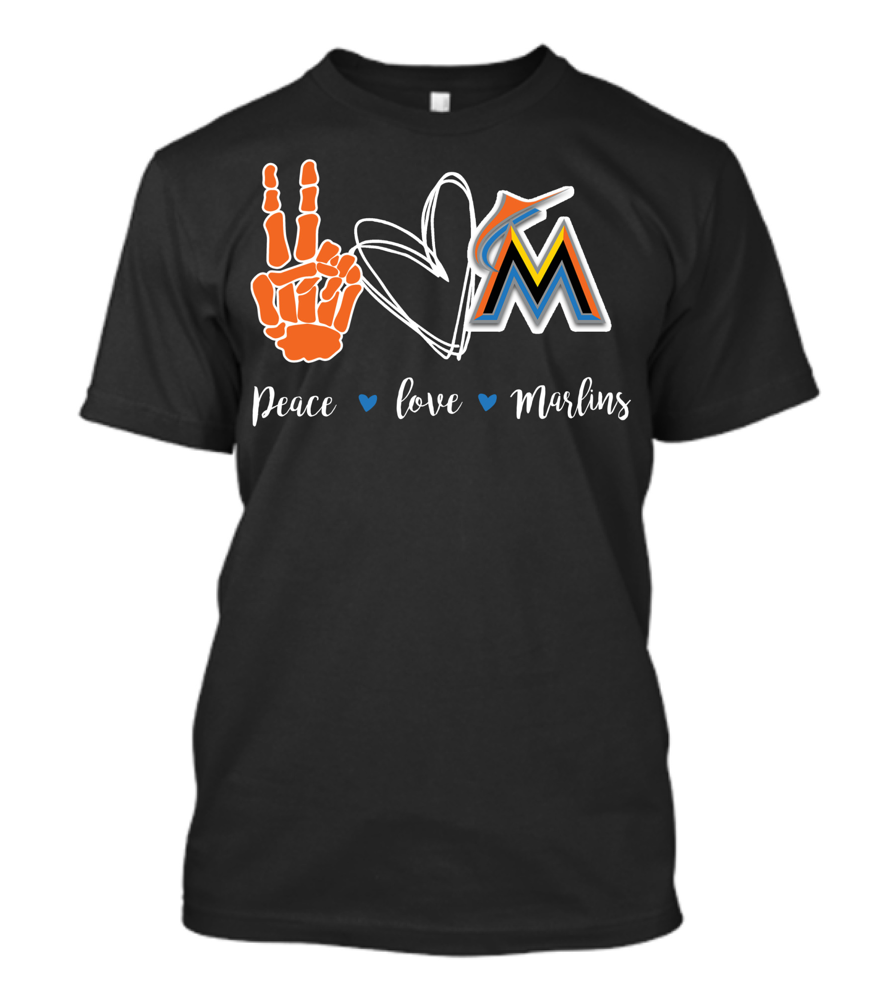 Peace Love Marlins Miami Marlins T-Shirt