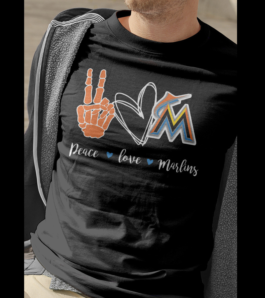 Peace Love Marlins Miami Marlins T-Shirt