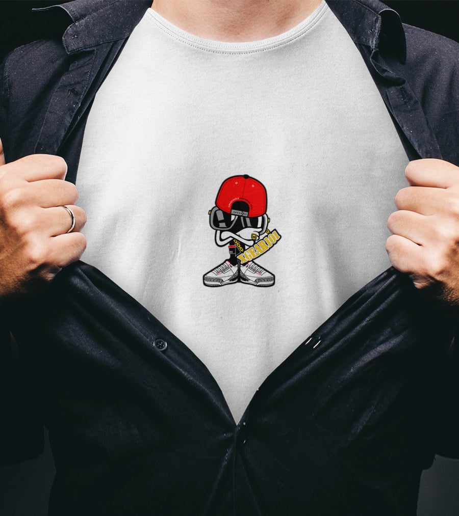 Stupid Fly Cartoon Character Red Cap Sneakers Hip Hop T-Shirt