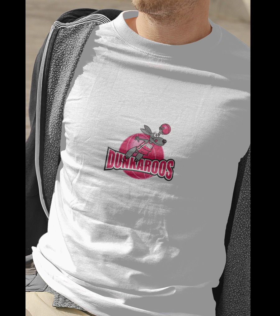 Dunkaroos Basketball Kangaroo With Jersey Number 89 Jumping On Pink Ball T-Shirt