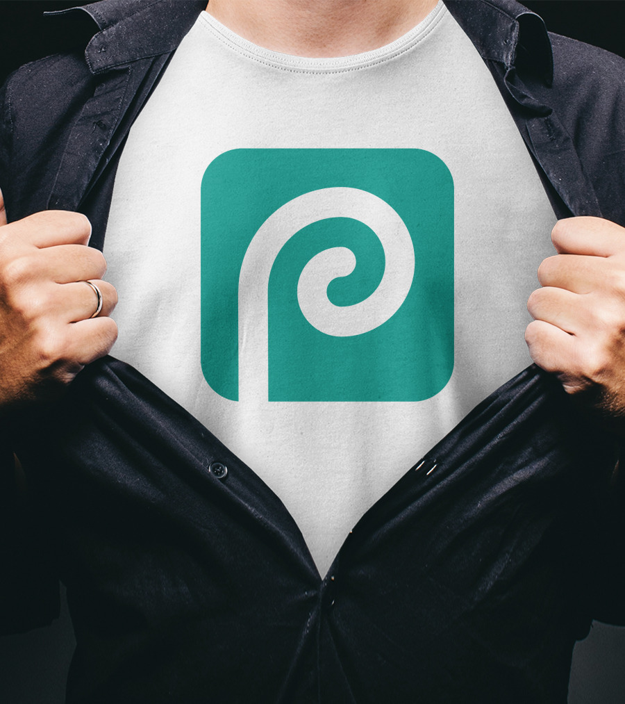Photopea Logo Green Square Icon With White Curved P T-Shirt