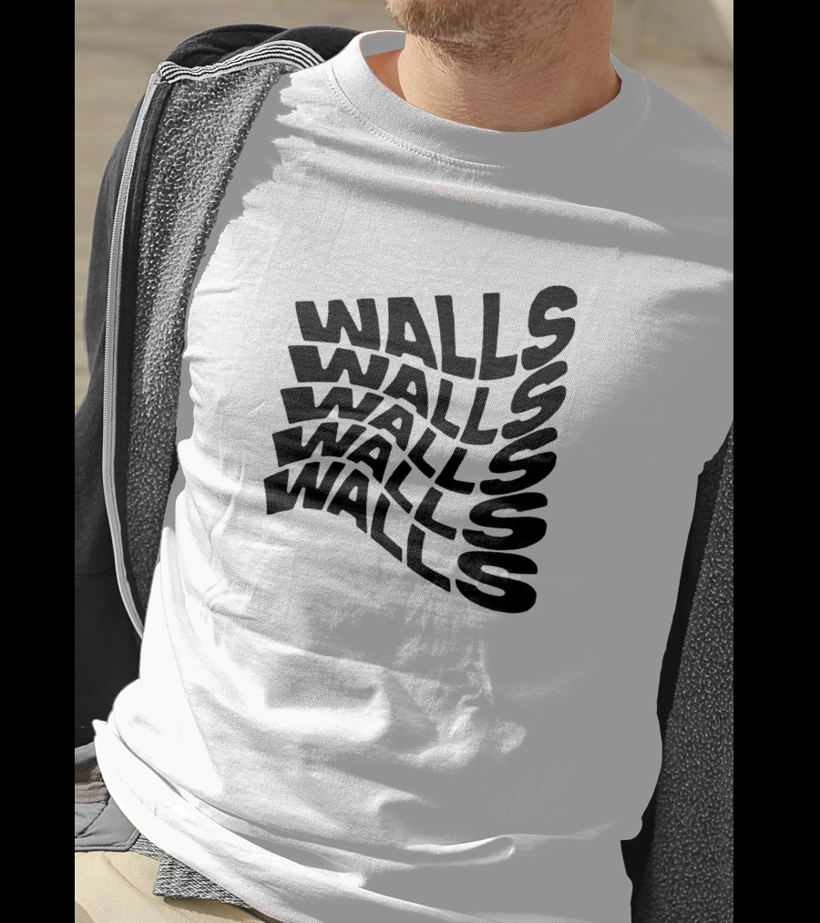Wavy Black Walls Text Distortion T-Shirt