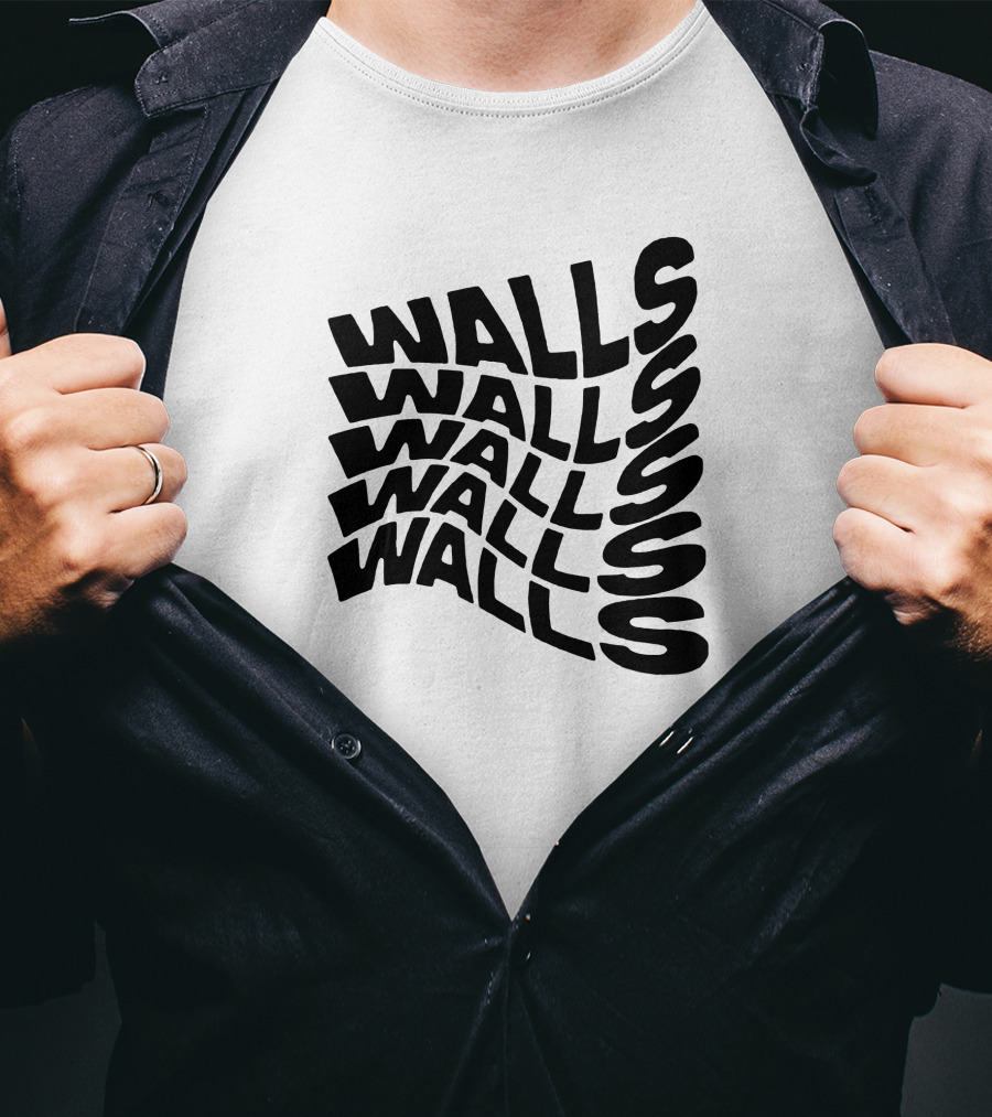 Wavy Black Walls Text Distortion T-Shirt