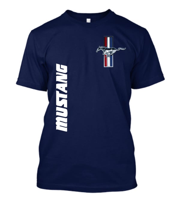 Mustang Running Horse Emblem Navy Blue T-Shirt