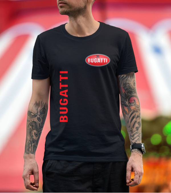 Premium T-Shirt: BUGATTI Red Oval Badge Logo T-Shirt BUGATTI Red Oval Badge Logo T-Shirt
