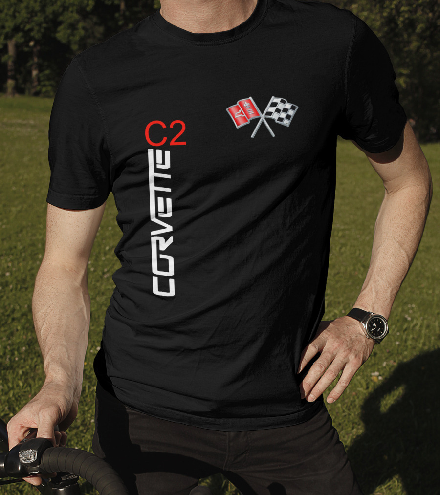 CORVETTE C2 Crossed Flags Emblem T-Shirt