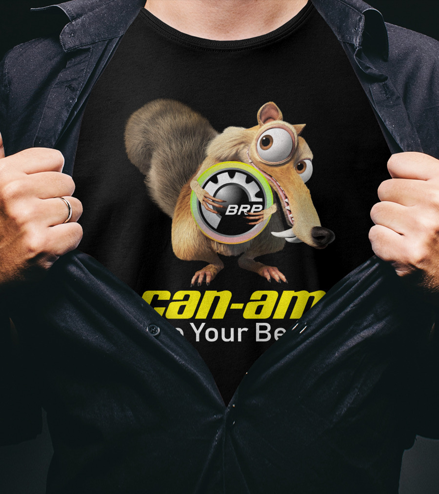 Can-Am Be Your Best BRP Scrat Holding Wheel T-Shirt