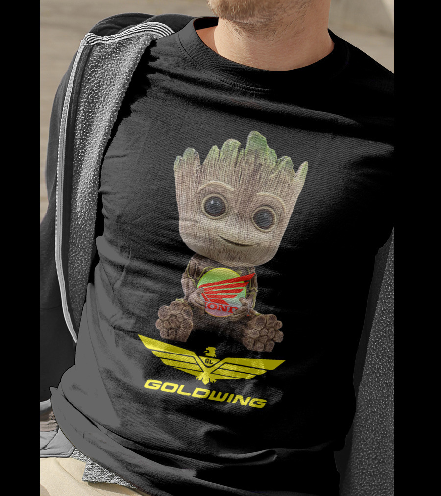 GOLDWING Honda Logo Tree Character Yellow Wings T-Shirt