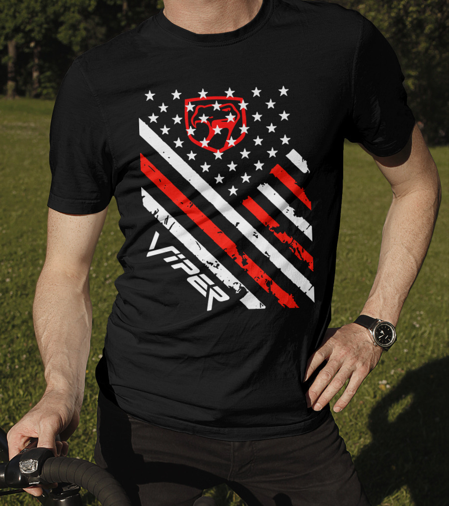 Dodge Viper American Flag Stripes And Stars T-Shirt