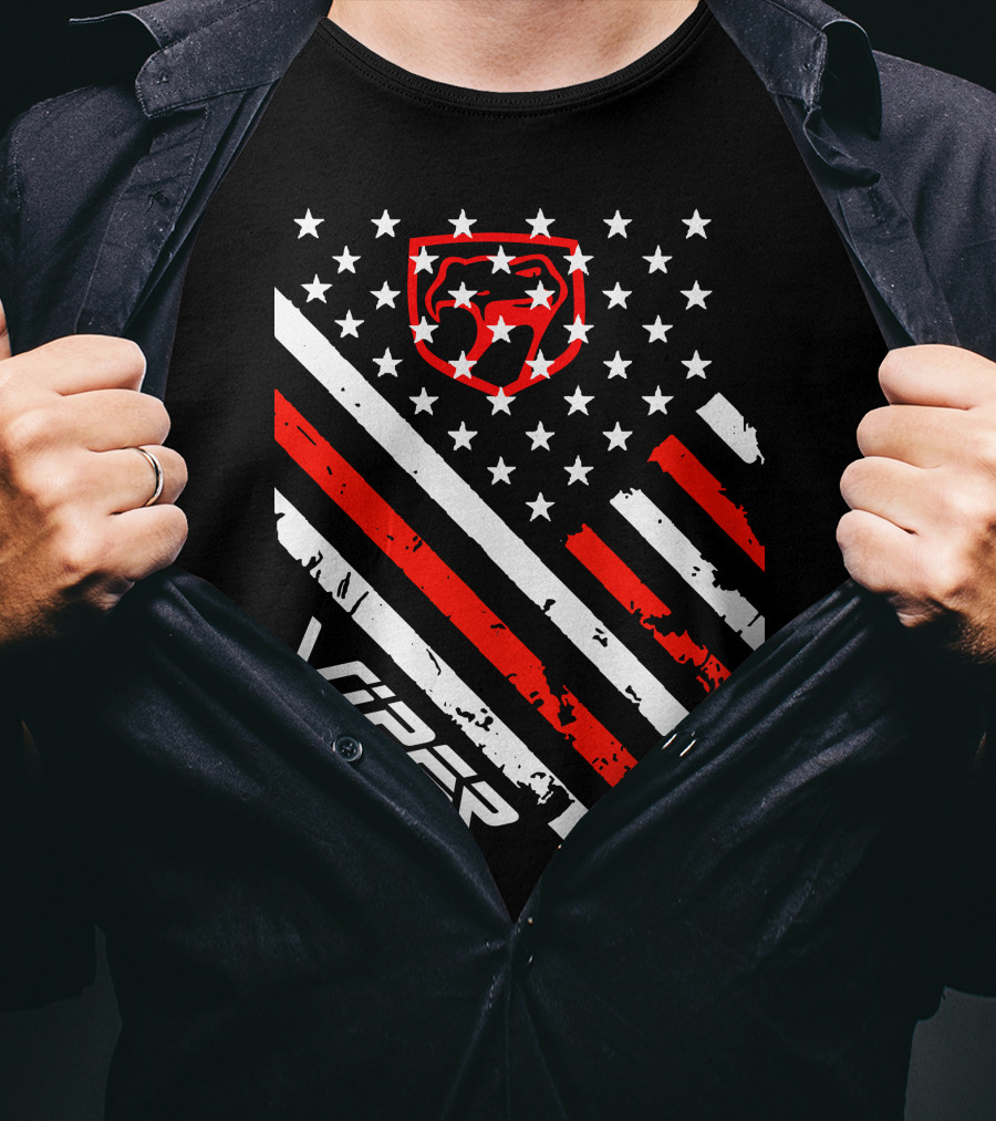 Dodge Viper American Flag Stripes And Stars T-Shirt
