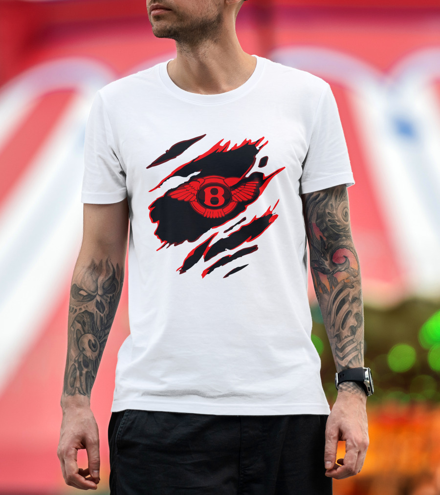 Bentley Red Winged Logo with Claw Marks T-Shirt