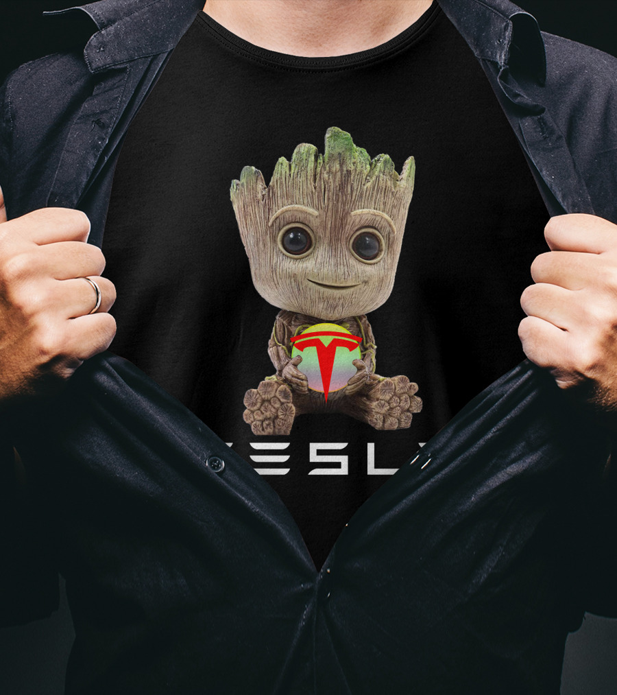TESLA Groot Holding Logo Balls T-Shirt