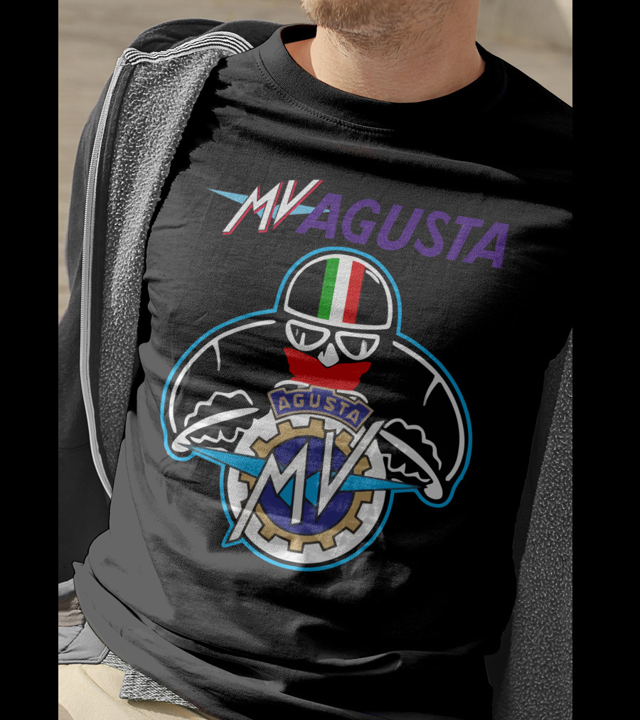 MV AGUSTA Racing Style Italian Flag Helmet T-Shirt