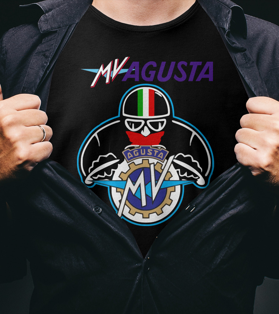MV AGUSTA Racing Style Italian Flag Helmet T-Shirt
