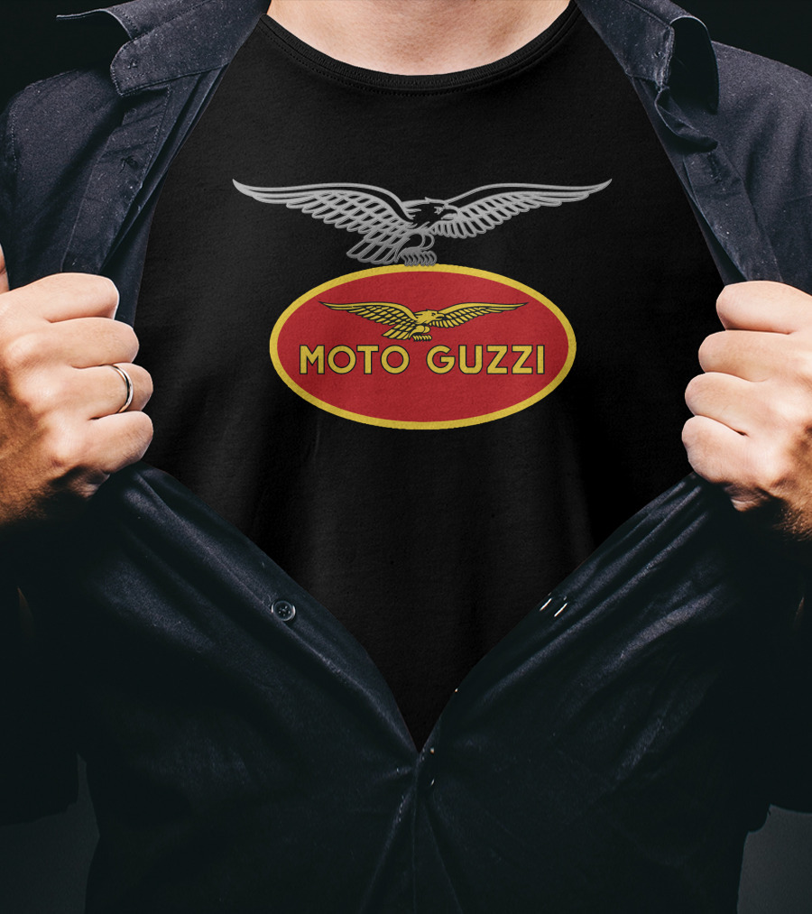 MOTO GUZZI Red Oval Emblem With Silver Eagle T-Shirt
