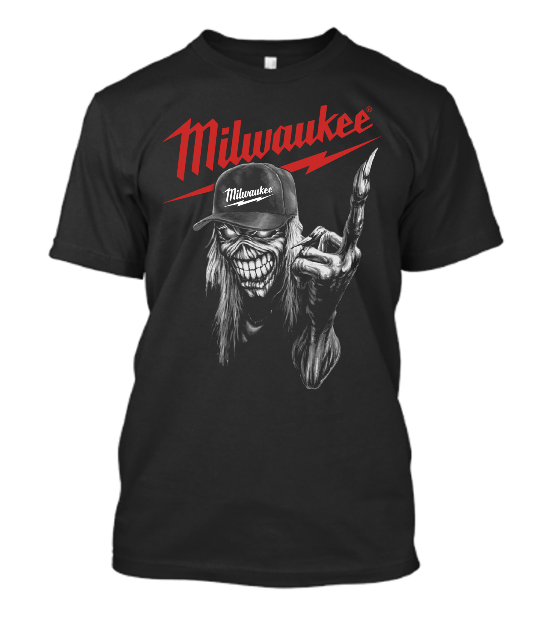 Milwaukee Skeleton With Cap And Lightning Bolt T-Shirt