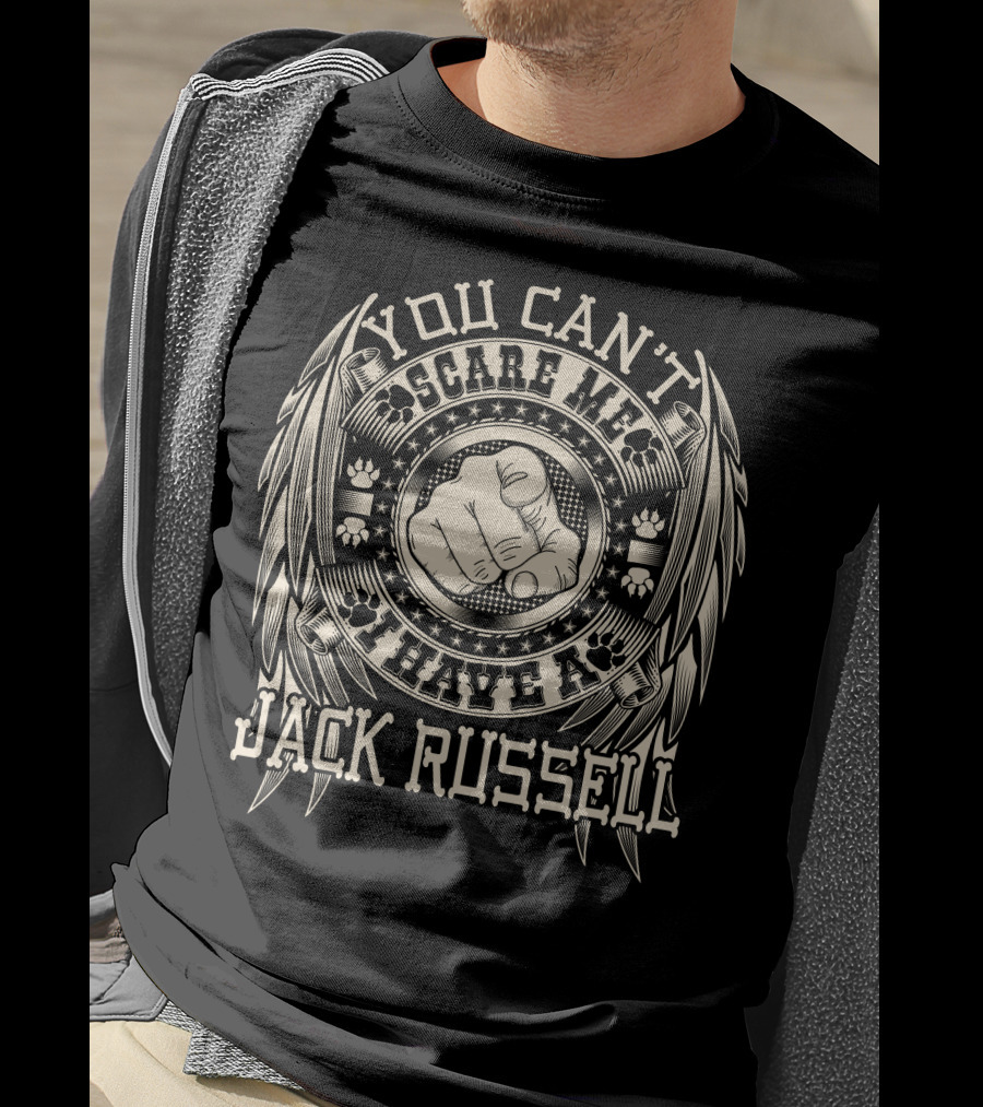 You Can't Scare Me I Have A Jack Russell Vintage Style Winged T-Shirt