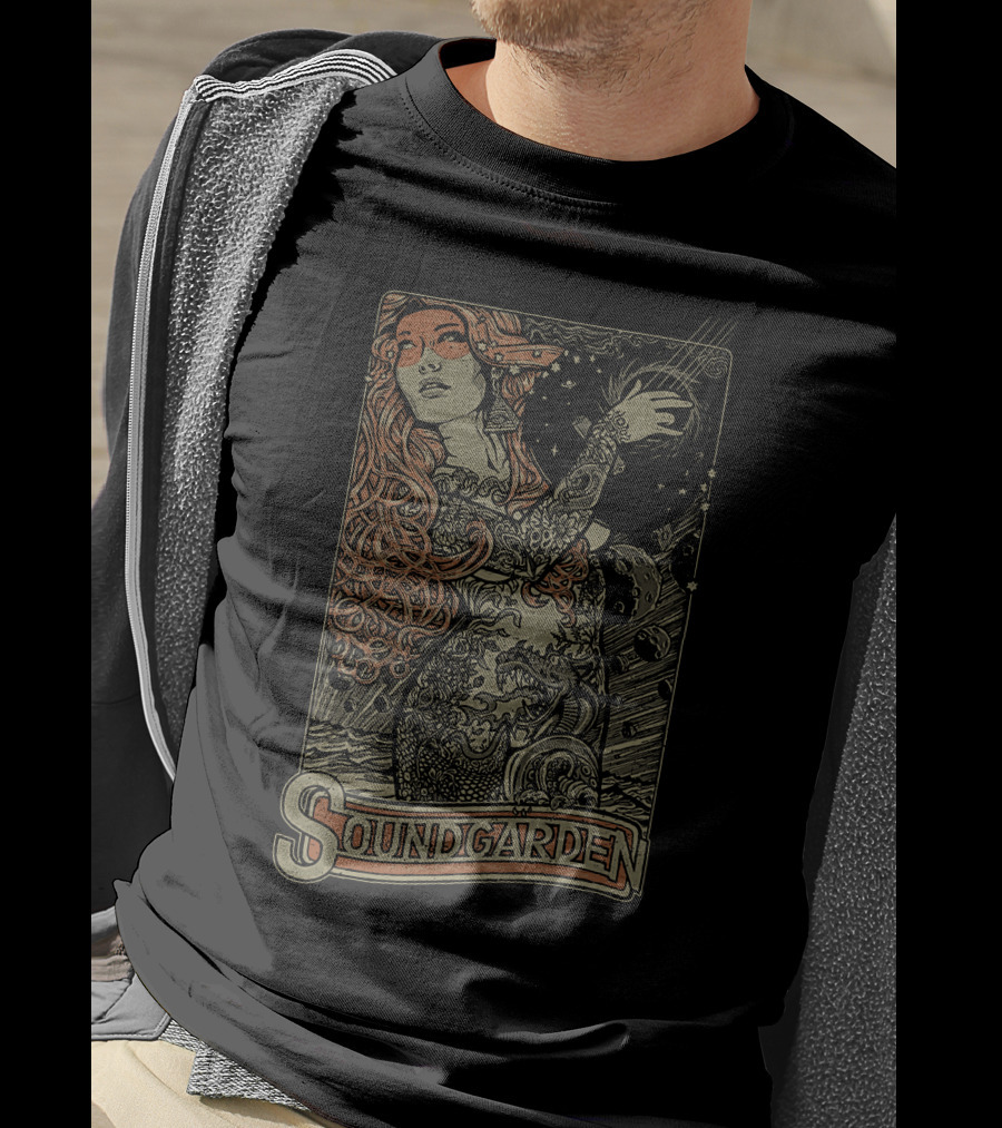 Soundgarden Psychedelic Art Nouveau Style Mystical Woman And Cosmic T-Shirt