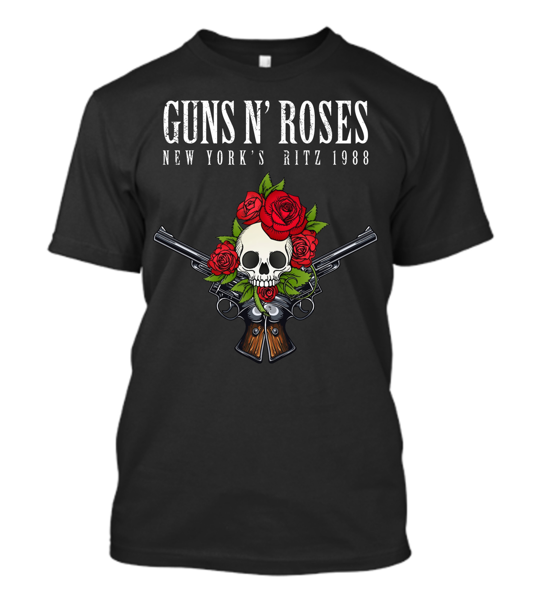 Guns N' Roses New York's Ritz 1988 Skull Roses Pistols T-Shirt