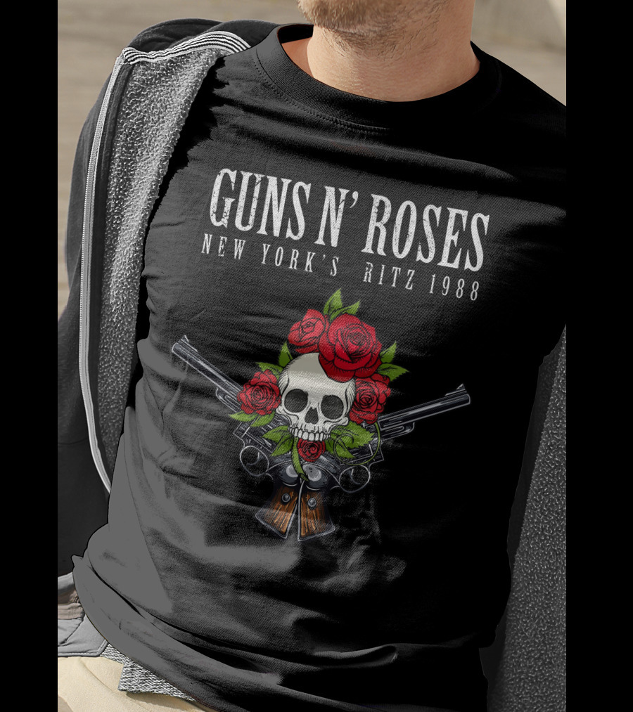 Guns N' Roses New York's Ritz 1988 Skull Roses Pistols T-Shirt