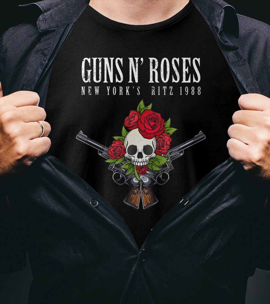 Guns N' Roses New York's Ritz 1988 Skull Roses Pistols T-Shirt