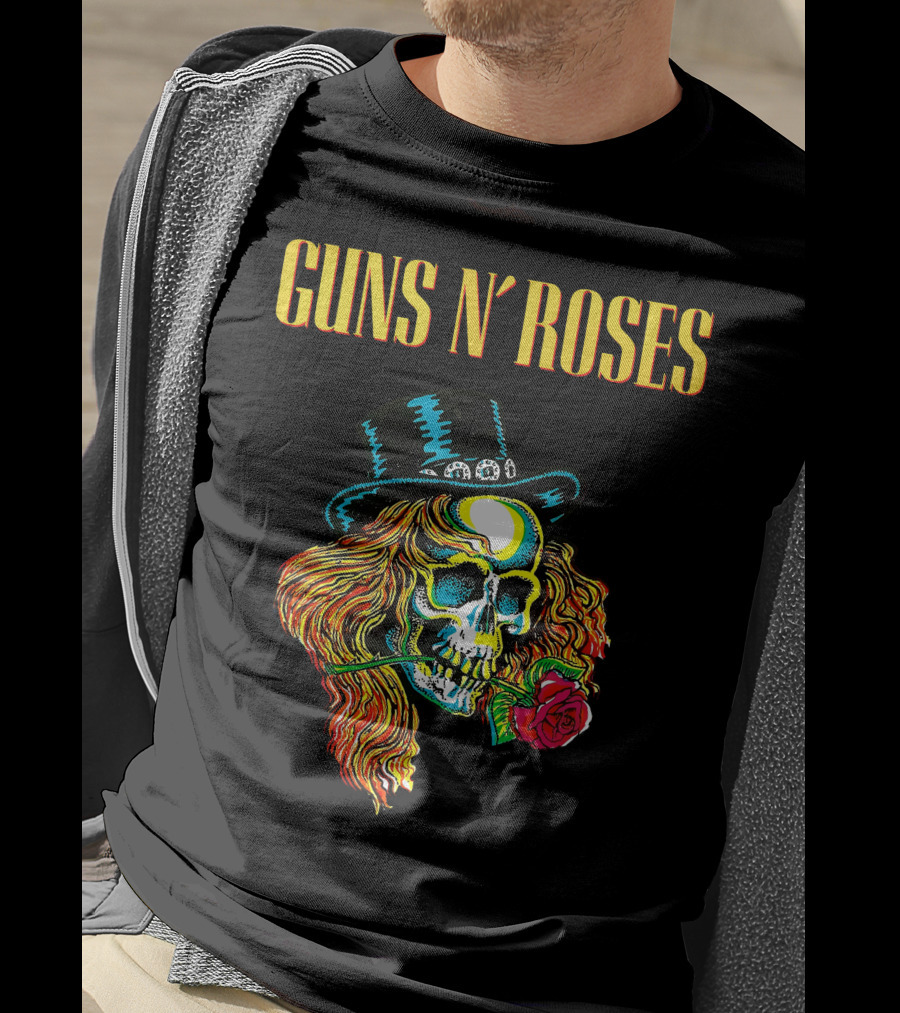Guns N' Roses Skull With Hat And Rose T-Shirt