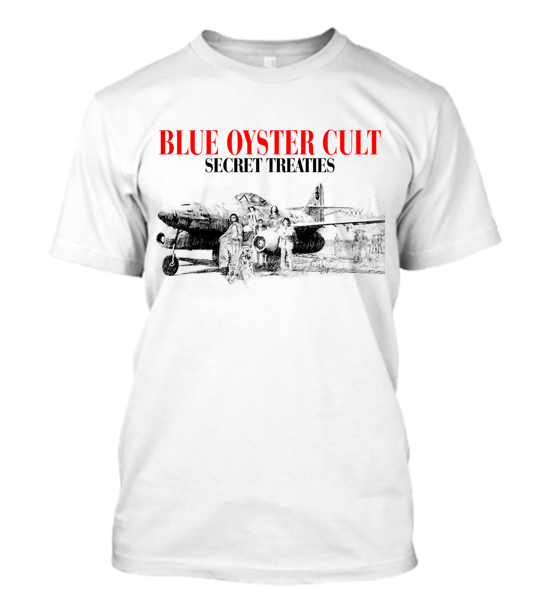 BLUE OYSTER CULT SECRET TREATIES Airplane Band Members Sketch T-Shirt