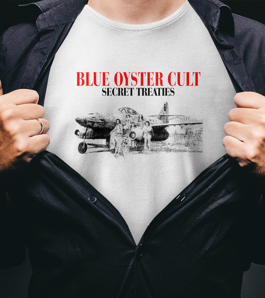 BLUE OYSTER CULT SECRET TREATIES Airplane Band Members Sketch T-Shirt