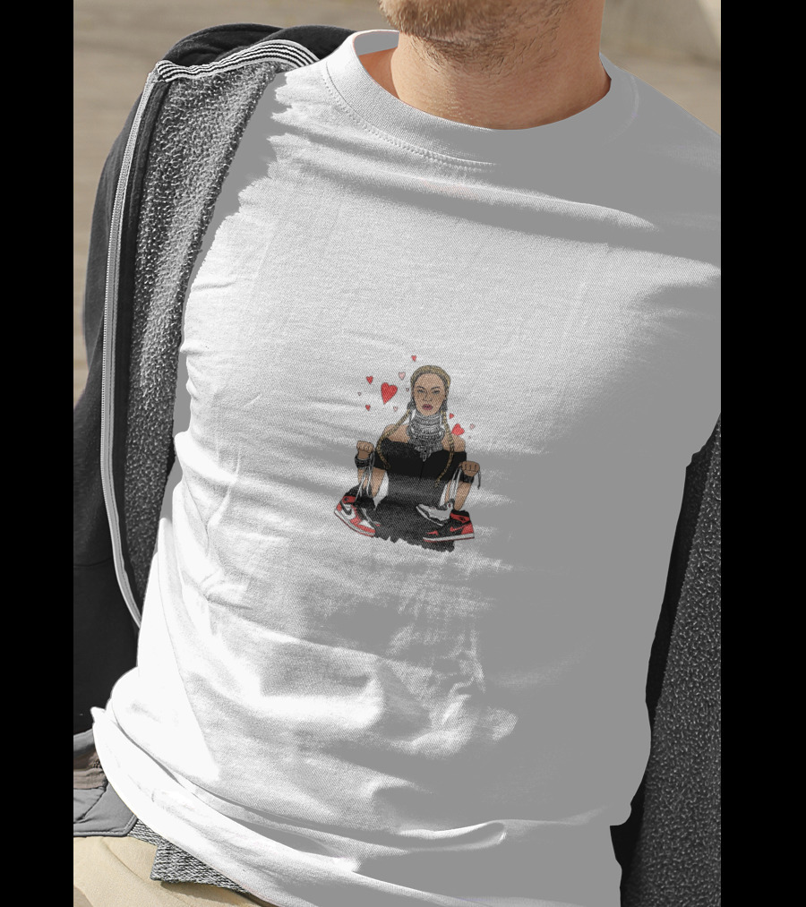 Beyonce Holding Sneakers With Red Hearts T-Shirt