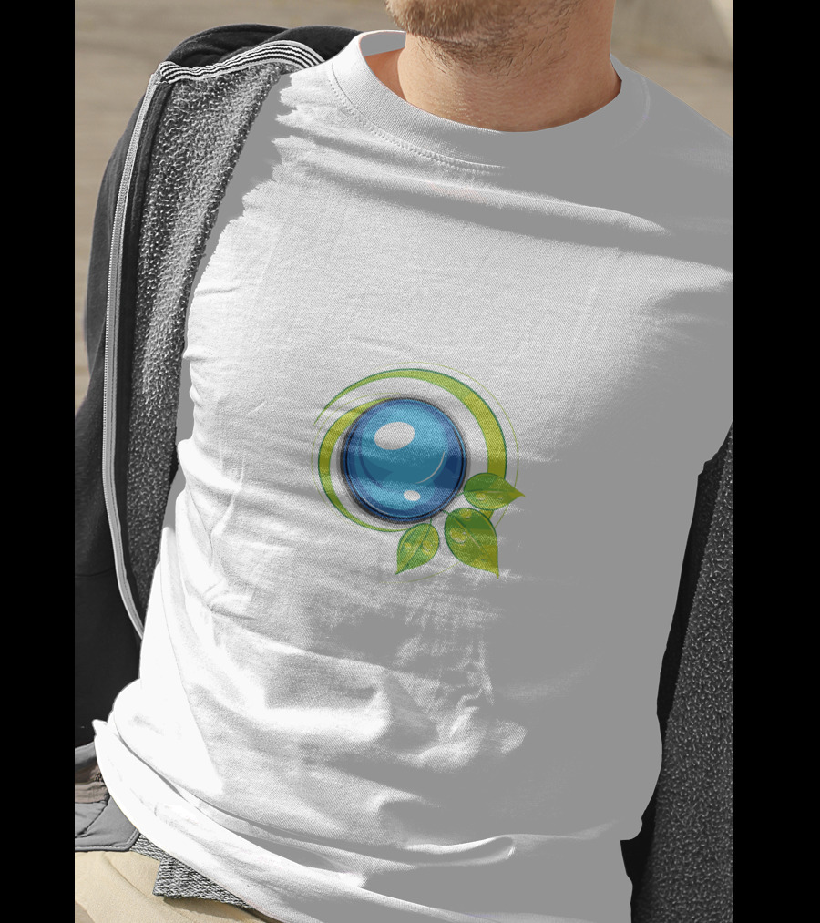 Leafy Blue Orb With Green Leaves T-Shirt