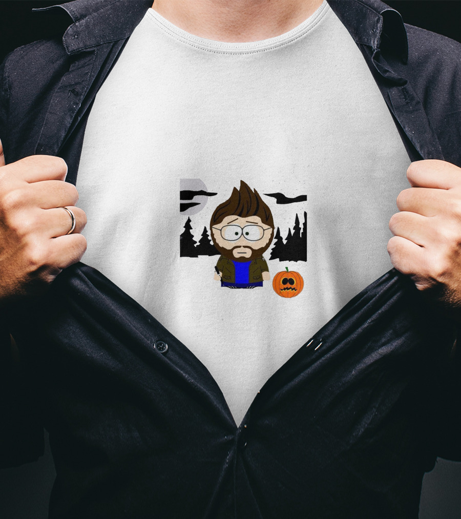 Alex Warren Halloween Cartoon Character With Pumpkin And Spooky Forest Scene T-Shirt