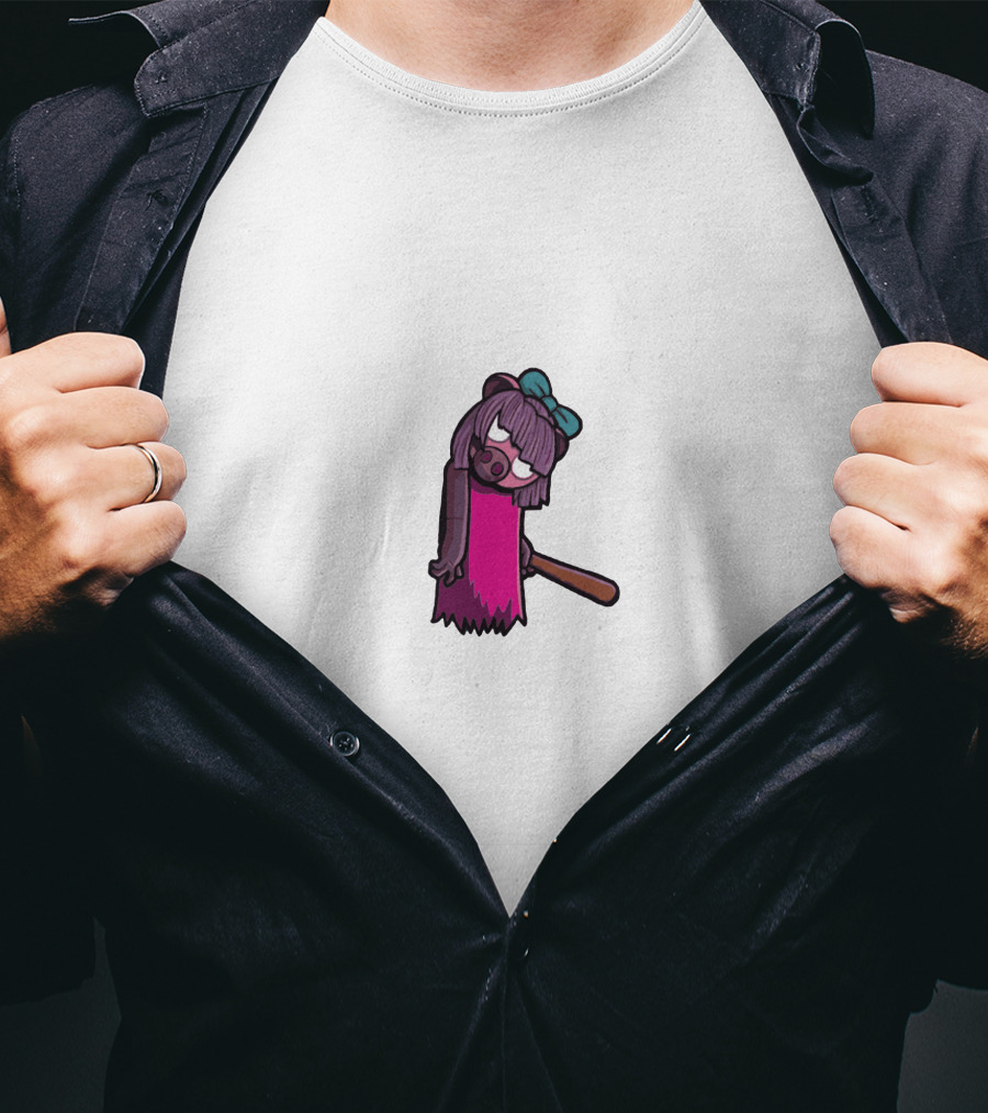 Kindly Keyin Bat-Wielding Purple Bear Character T-Shirt