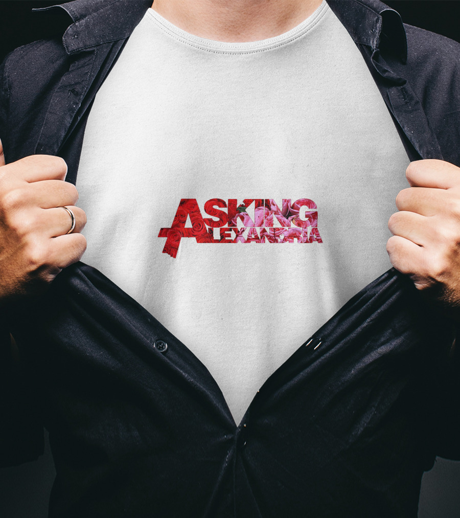 Asking Alexandria Floral Red And Pink Logo Roses T-Shirt
