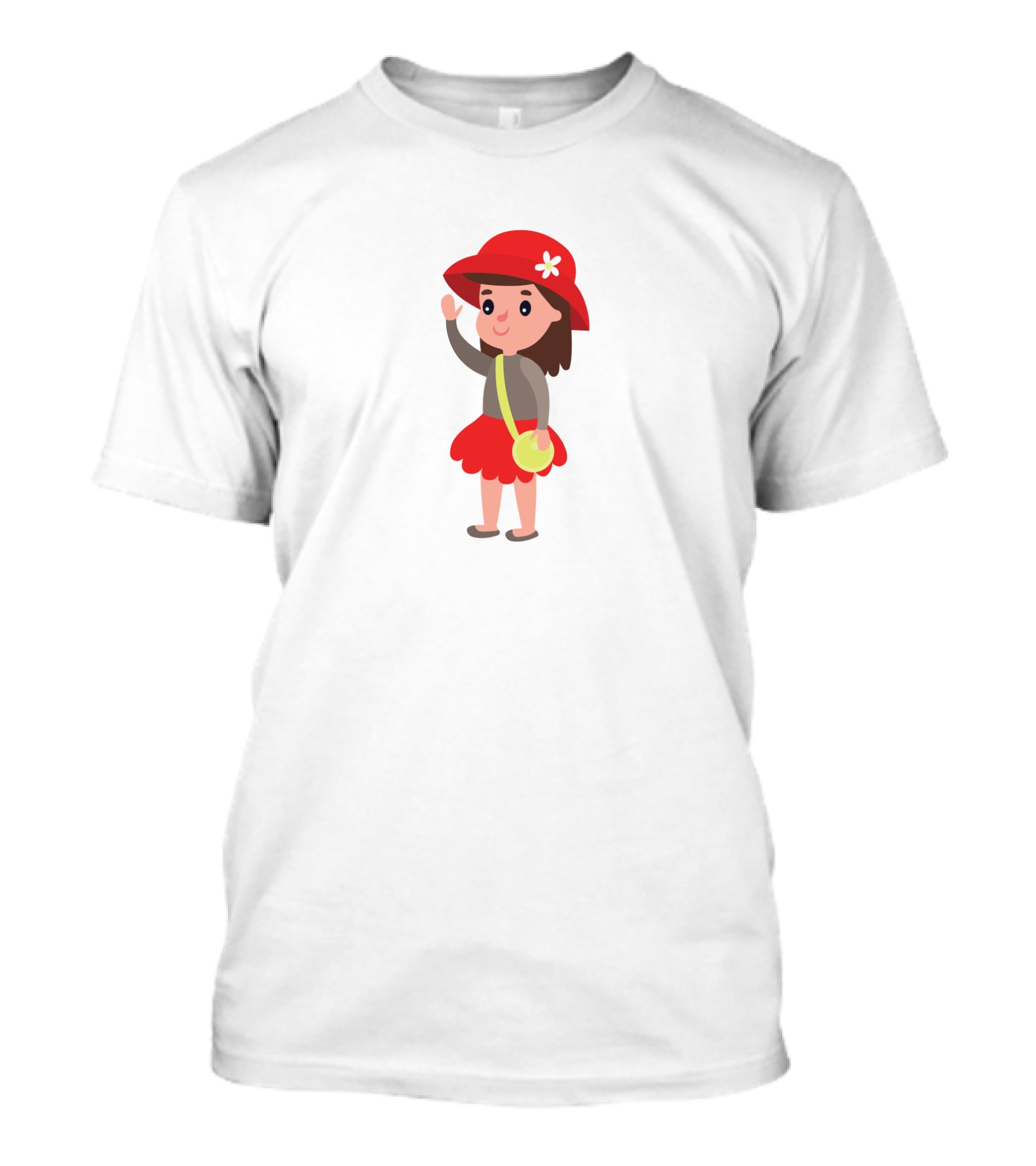 Girl In Red Dress With Hat And Flower Bag T-Shirt