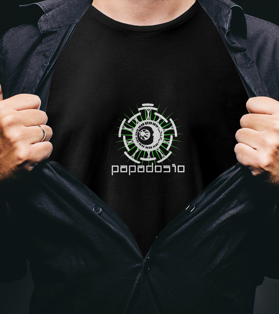 Papadosio Circular Gear Symbol With Green Accents T-Shirt