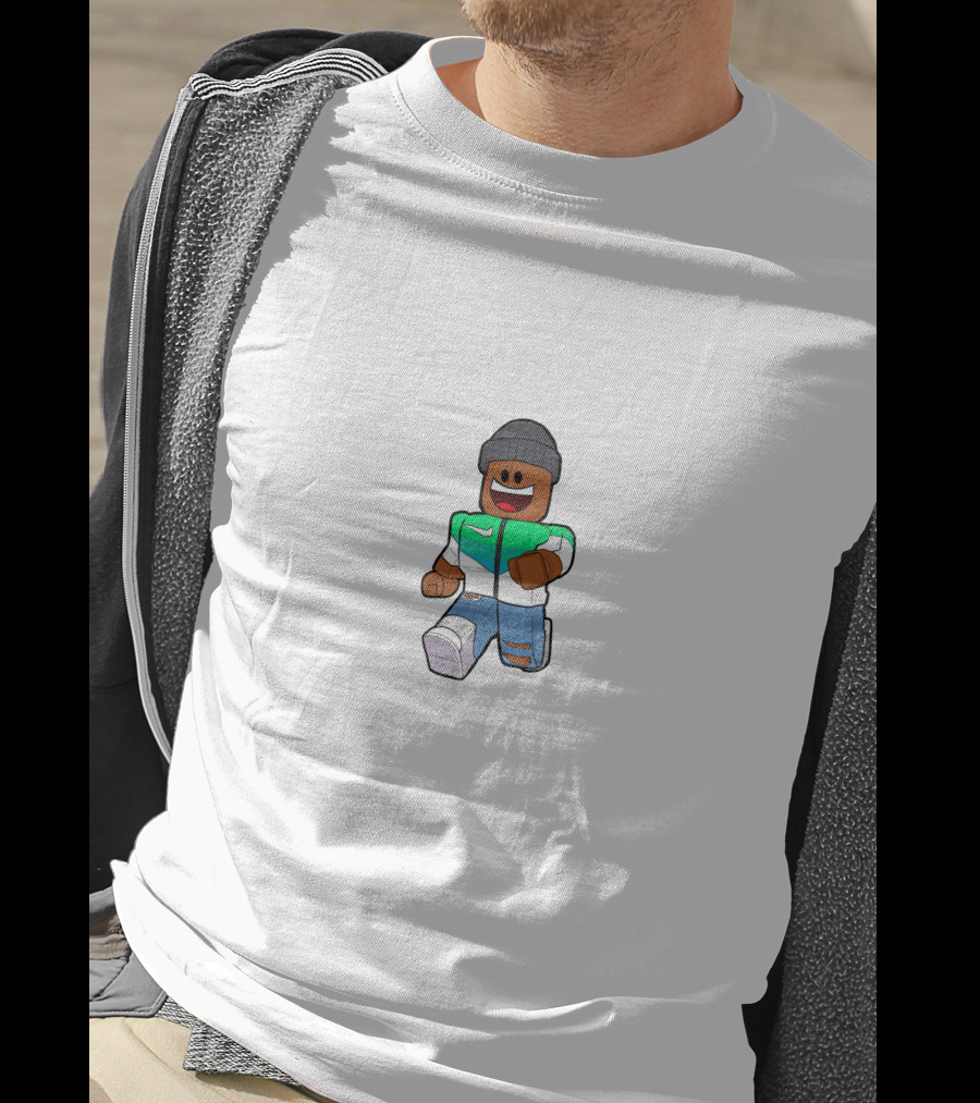 Gaming With Kev Roblox Character Green Jacket Beanie T-Shirt