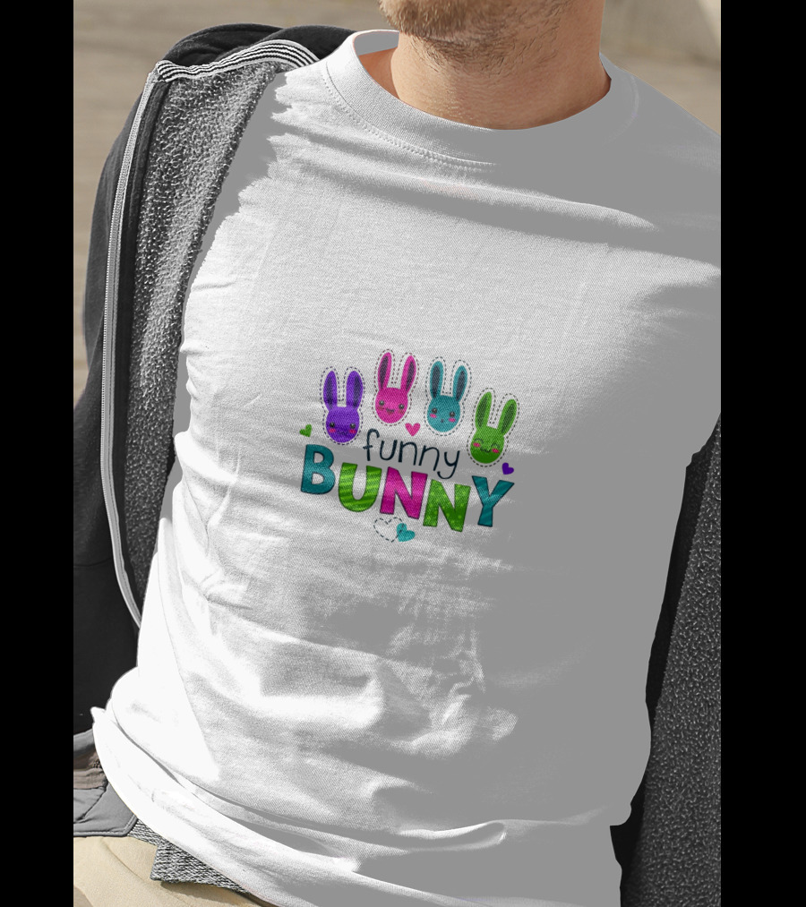 Funny Bunny Colorful Cute Rabbits Hearts Playful T-Shirt